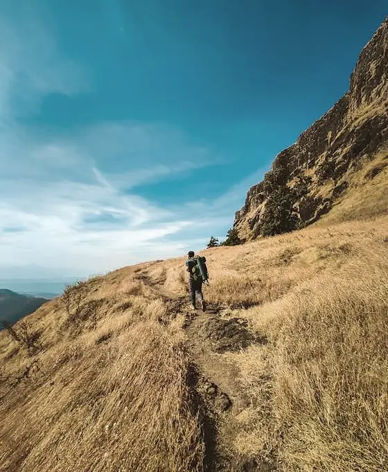 Patient hiking in open terrain